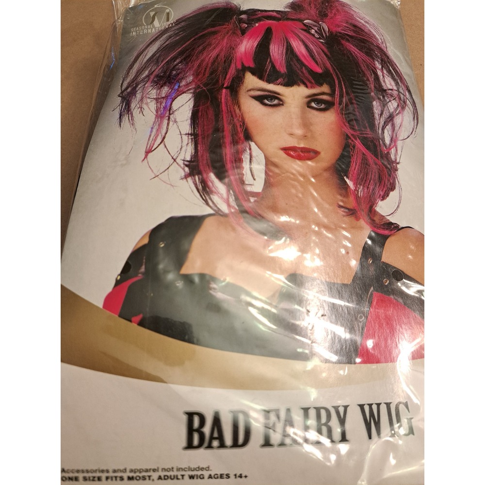 Seasonal Visions Bad Fairy Wig Black Pink Gothic Punk Cosplay 5177056